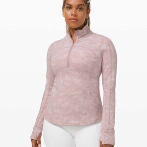 Lululemon Size 6 Run Briskly Half-Zip in Heritage Camo Jacquard Silky White NWOT